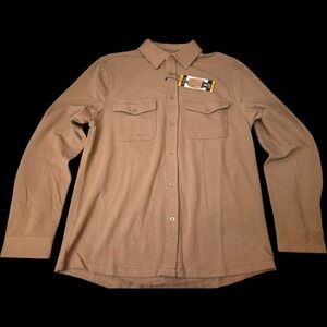 NWT Gap Sz Medium Long Sleeve Knit Button Down Brown SOFT